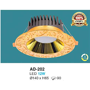 Đèn led âm trần đồng nguyên chất ánh sáng ba chế độ 12W AD-202-3CĐ