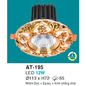 Đèn led âm trần (Downlight) tân cổ điển | Đèn 3 chế độ ánh sáng 12W AT-196-3CĐ