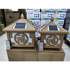 Đèn trụ cổng D25 năng lượng mặt trời chữ phúc HP25