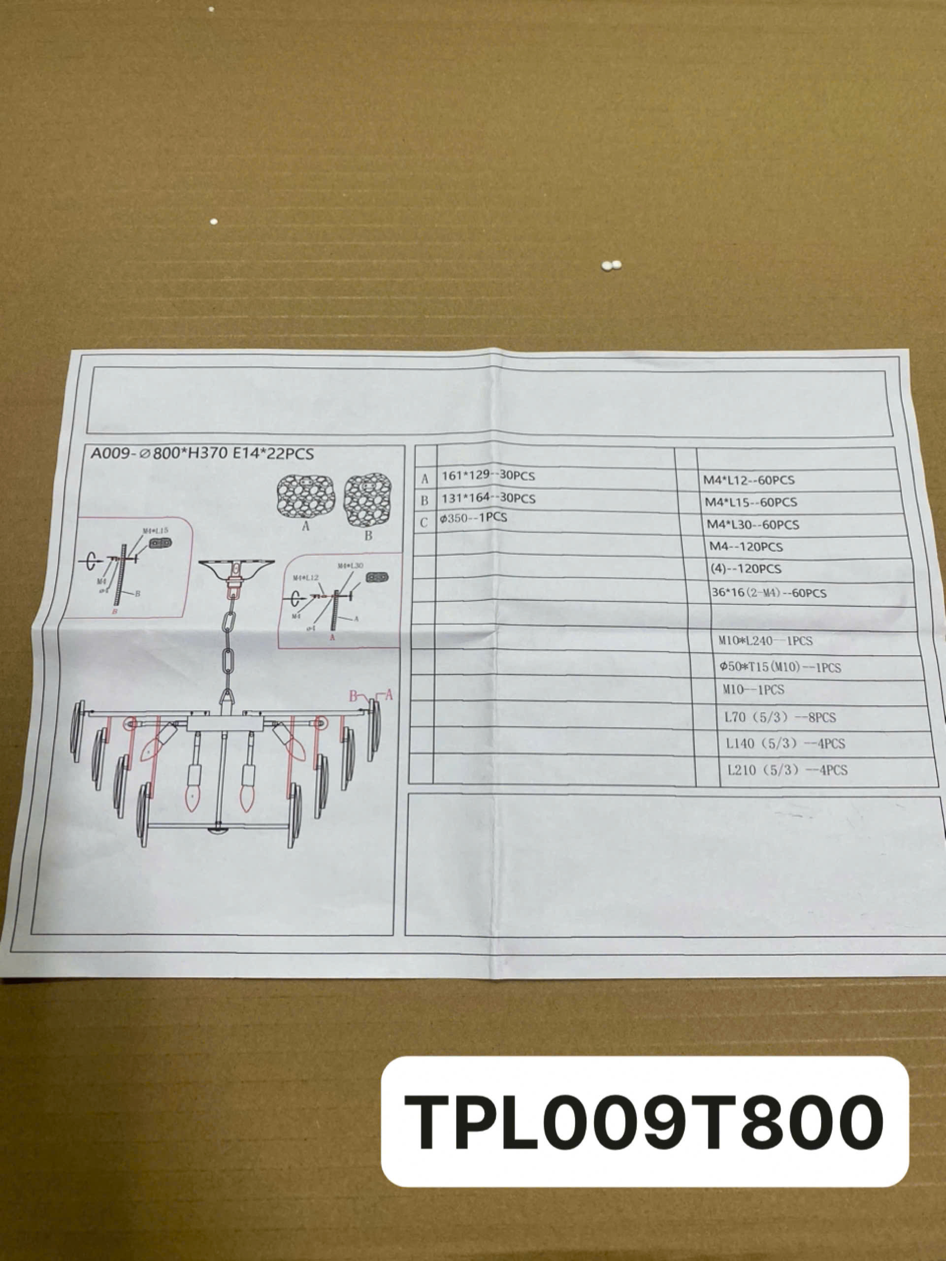 hướng dẫn lắp đặt đèn pha lê TPL009T800