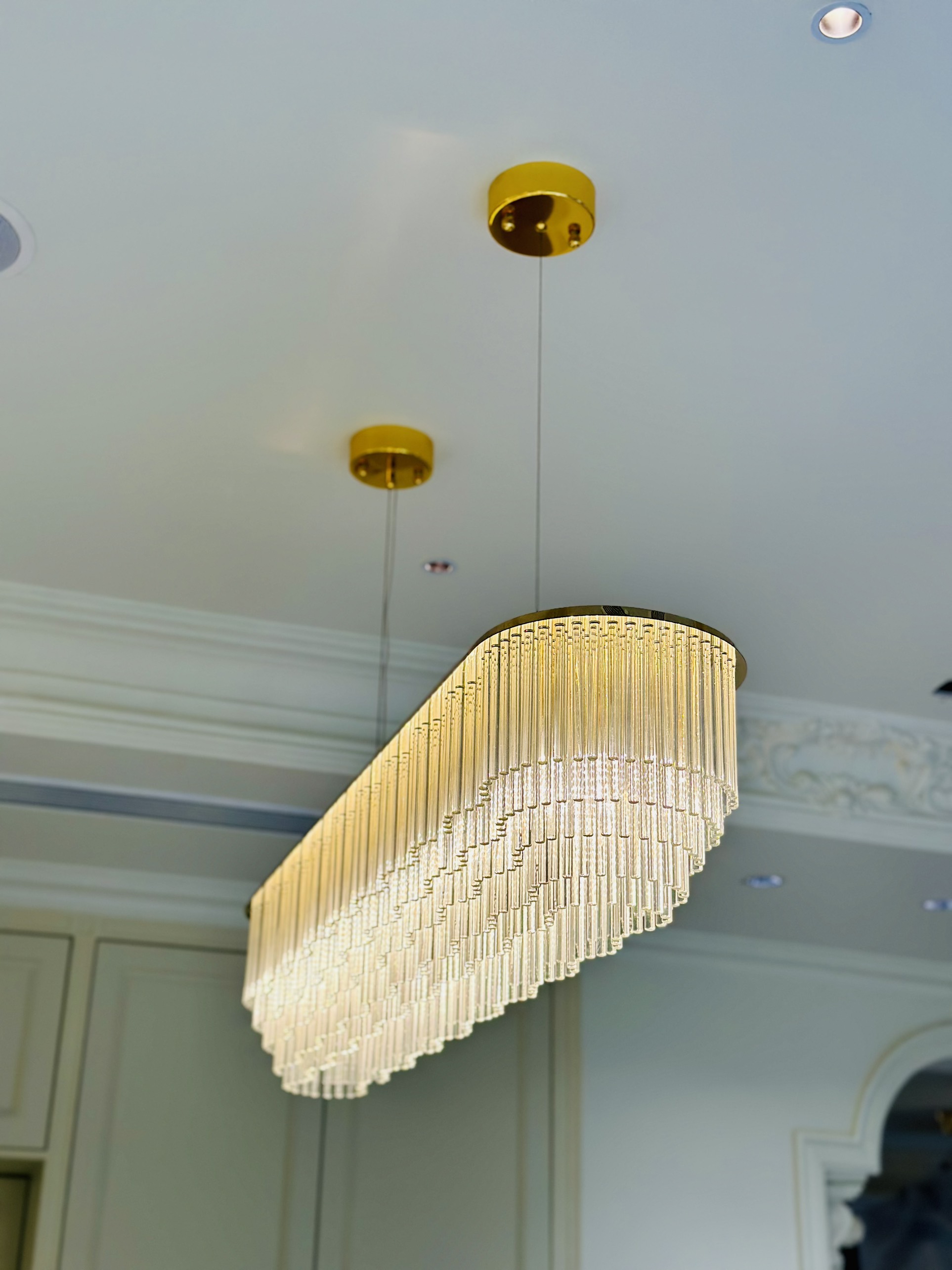 Đèn chùm pha lê thanh tròn dài 1,2m TPL1100N1200 ánh sáng vàng