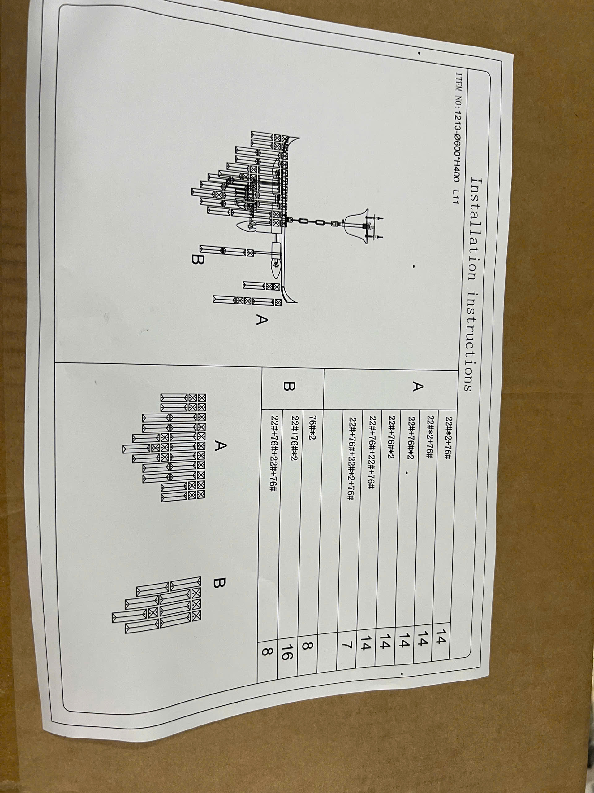 Hướng dẫn lắp đặt Đèn pha lê đường kính 60cm TPL1213T600