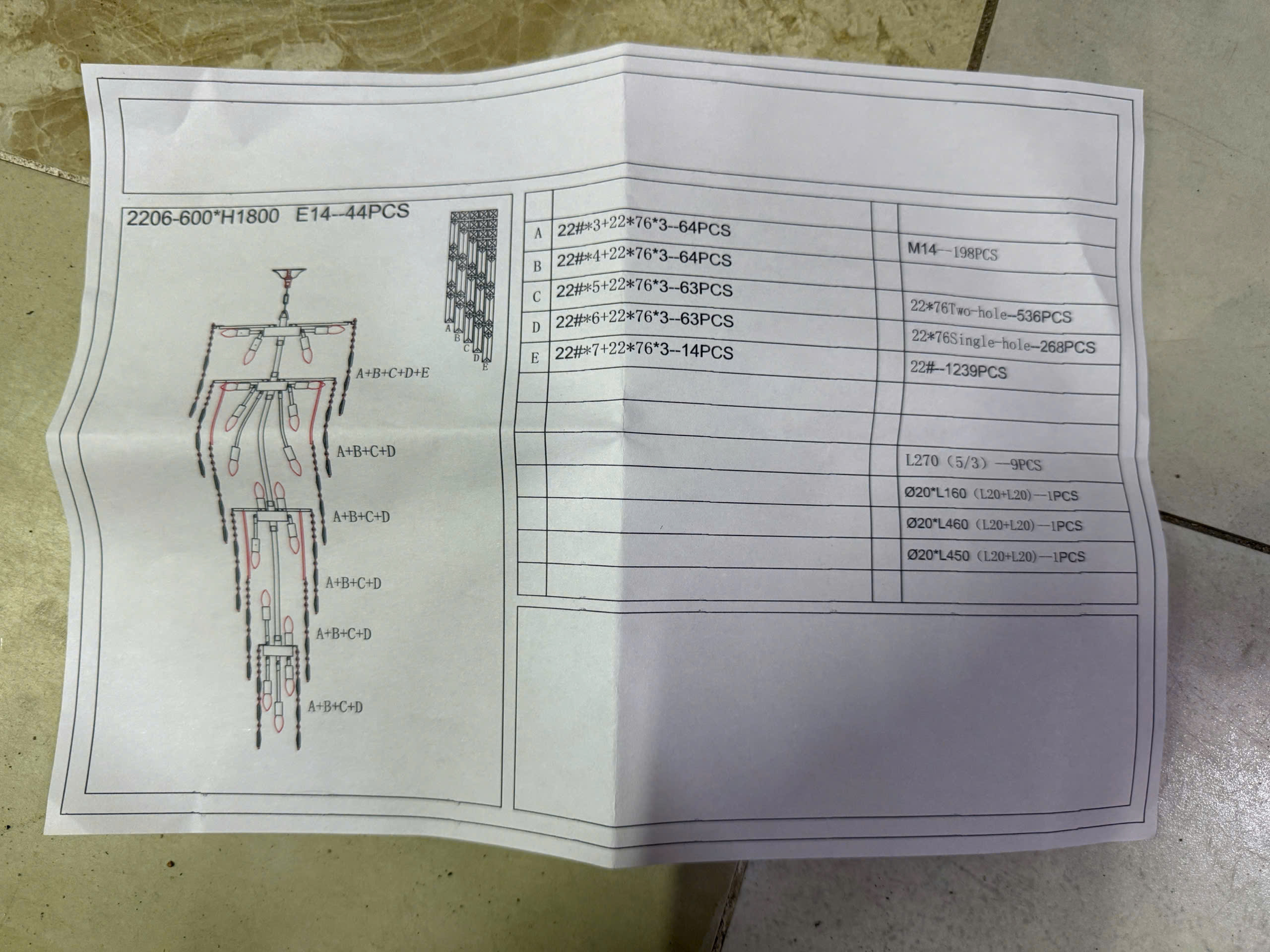 Hướng dẫn lắp đặt đèn chùm TPL2206T600