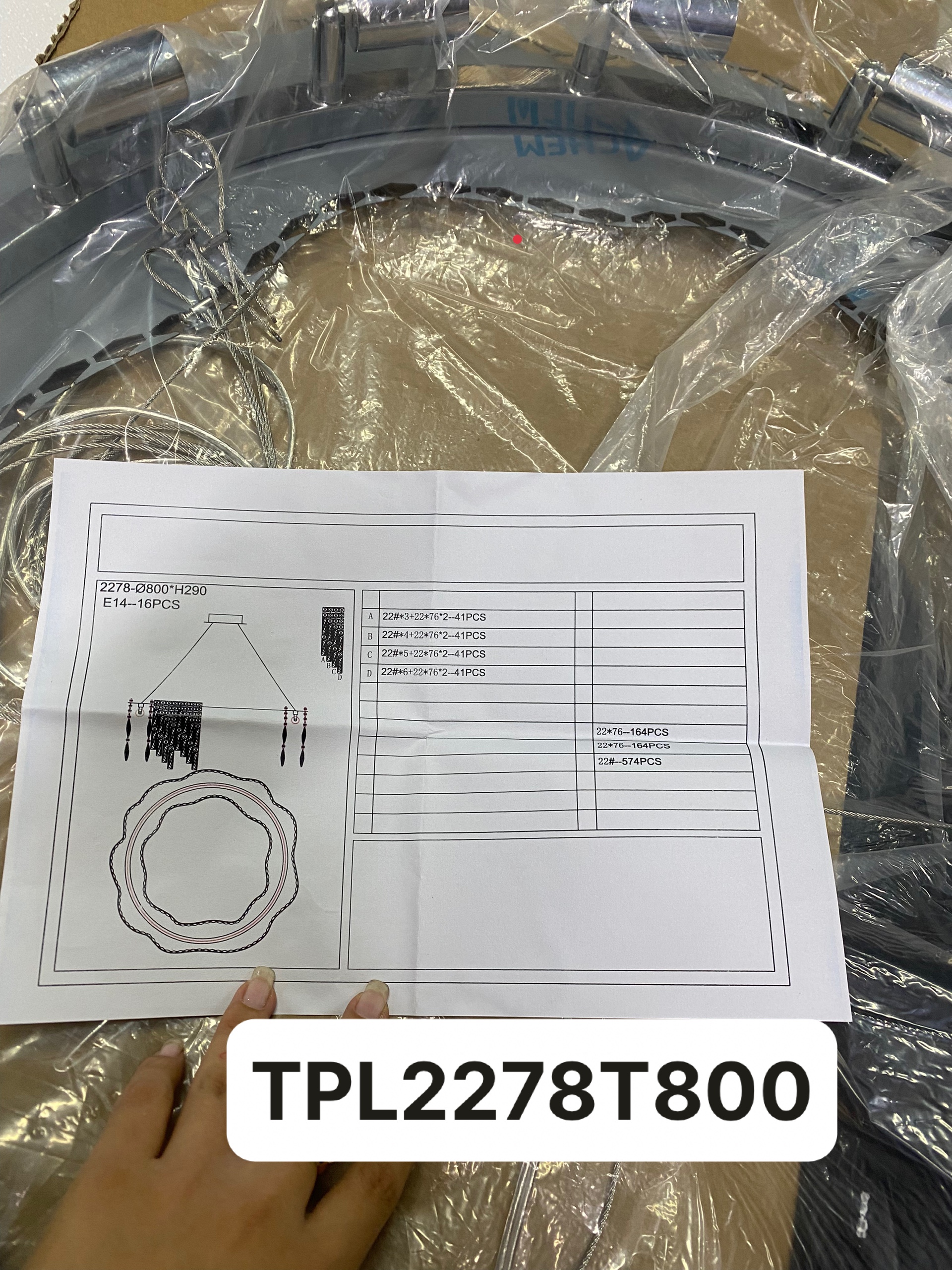 Hướng dẫn lắp Đèn chùm pha lê trắng đường kính 80cm TPL2278T800