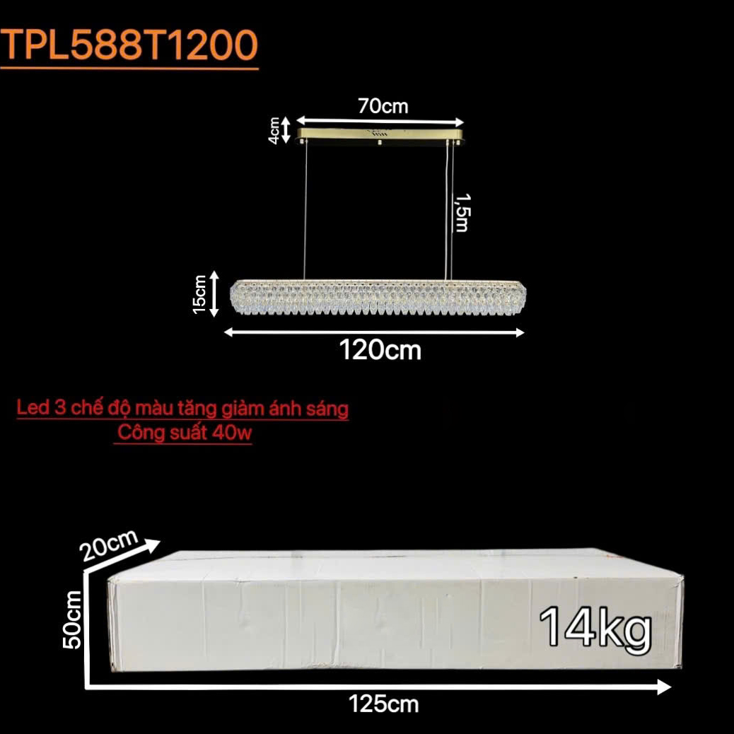 Kích thước đèn và kích thước thùng đèn TPL588T1200