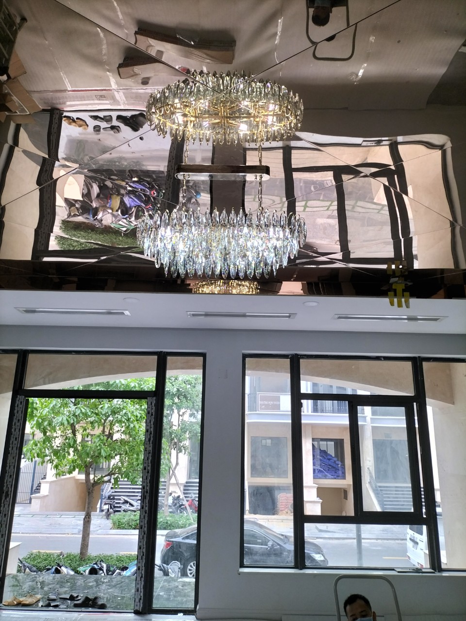 Đèn chùm pha lê dài 90cm TPL8163N900 ánh sáng trắng cho trần gương