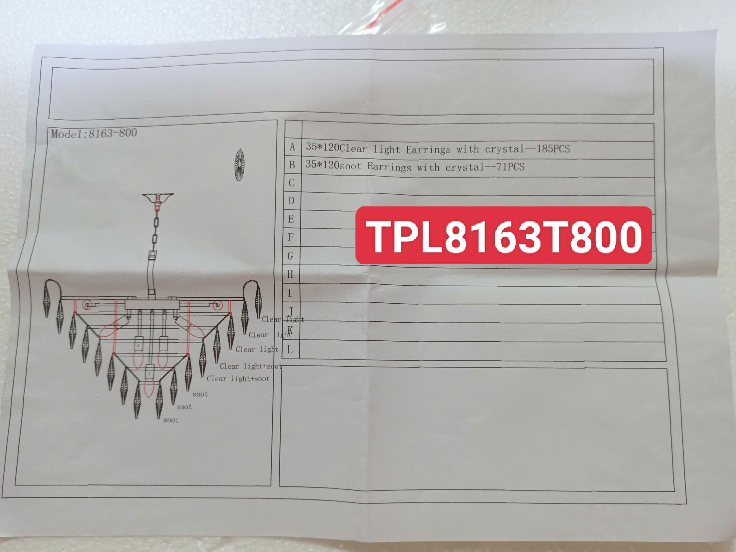 Hướng dẫn lắp Đèn chùm pha lê đường kính 80cm TPL8163T800