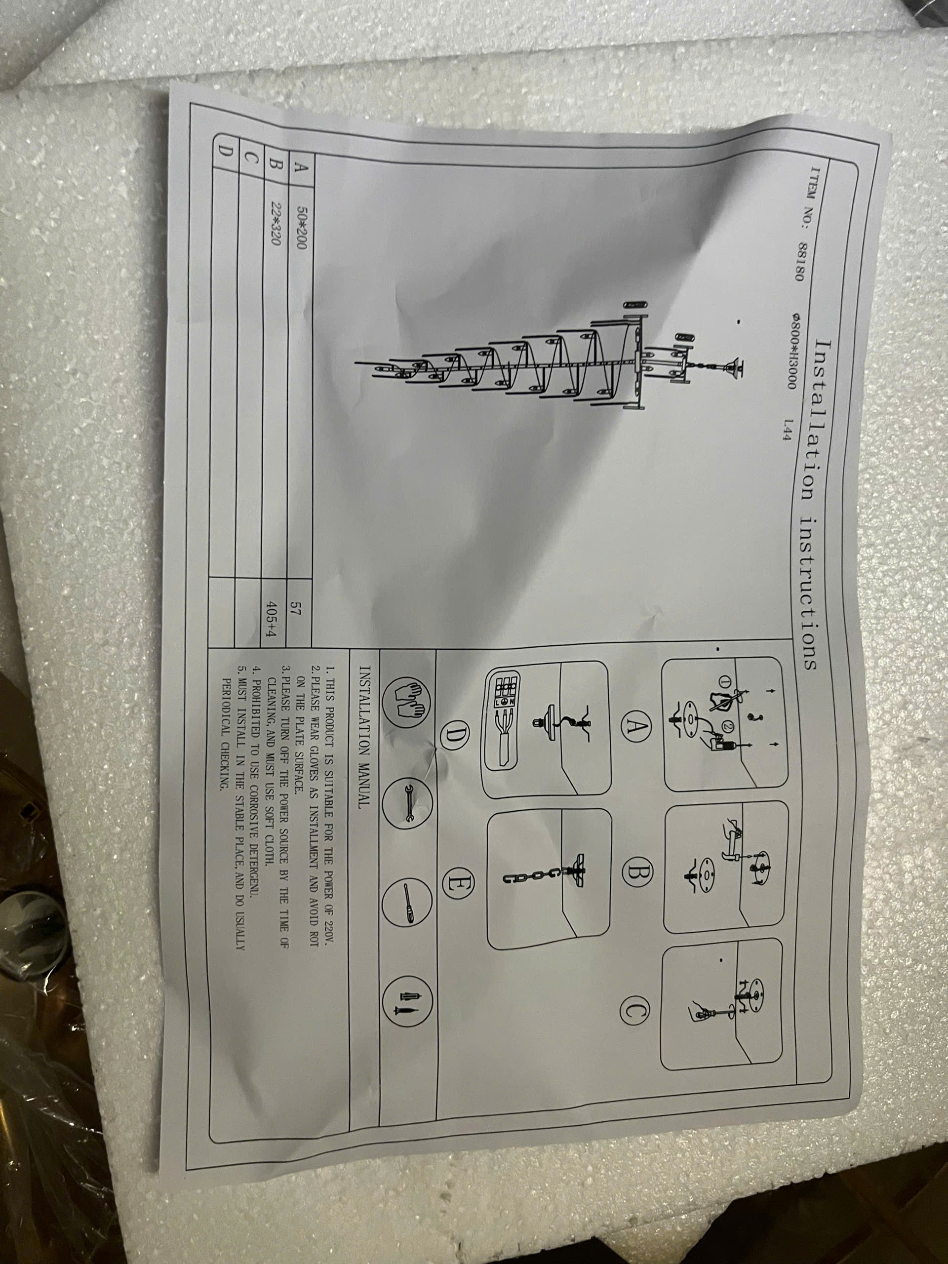 Hướng dẫn lắp đặt đèn chùm TPL88180T800