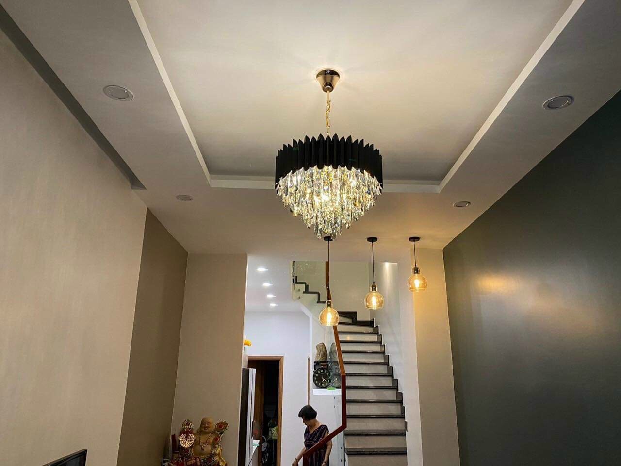 Đèn chùm pha lê K9 màu khói đường kính 50cm TPL88210T500 ánh sáng vàng