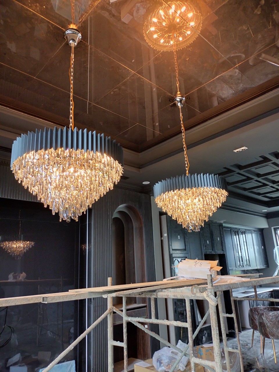 Đèn chùm pha lê K9 màu khói đường kính 80cm TPL88210T800 ánh sáng vàng