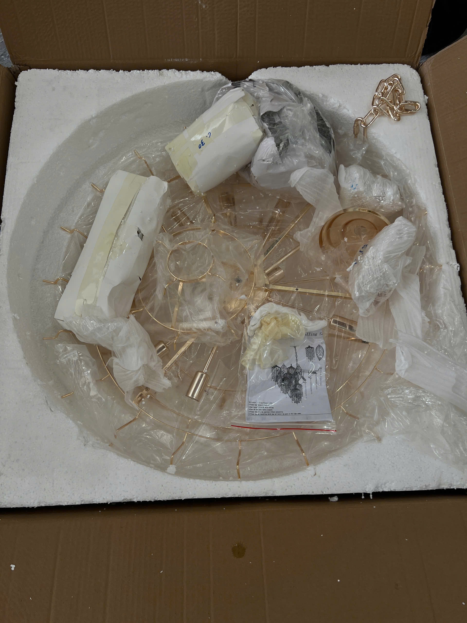 Mở hộp Đèn chùm pha lê lá đường kính 80cm TPL8863T800