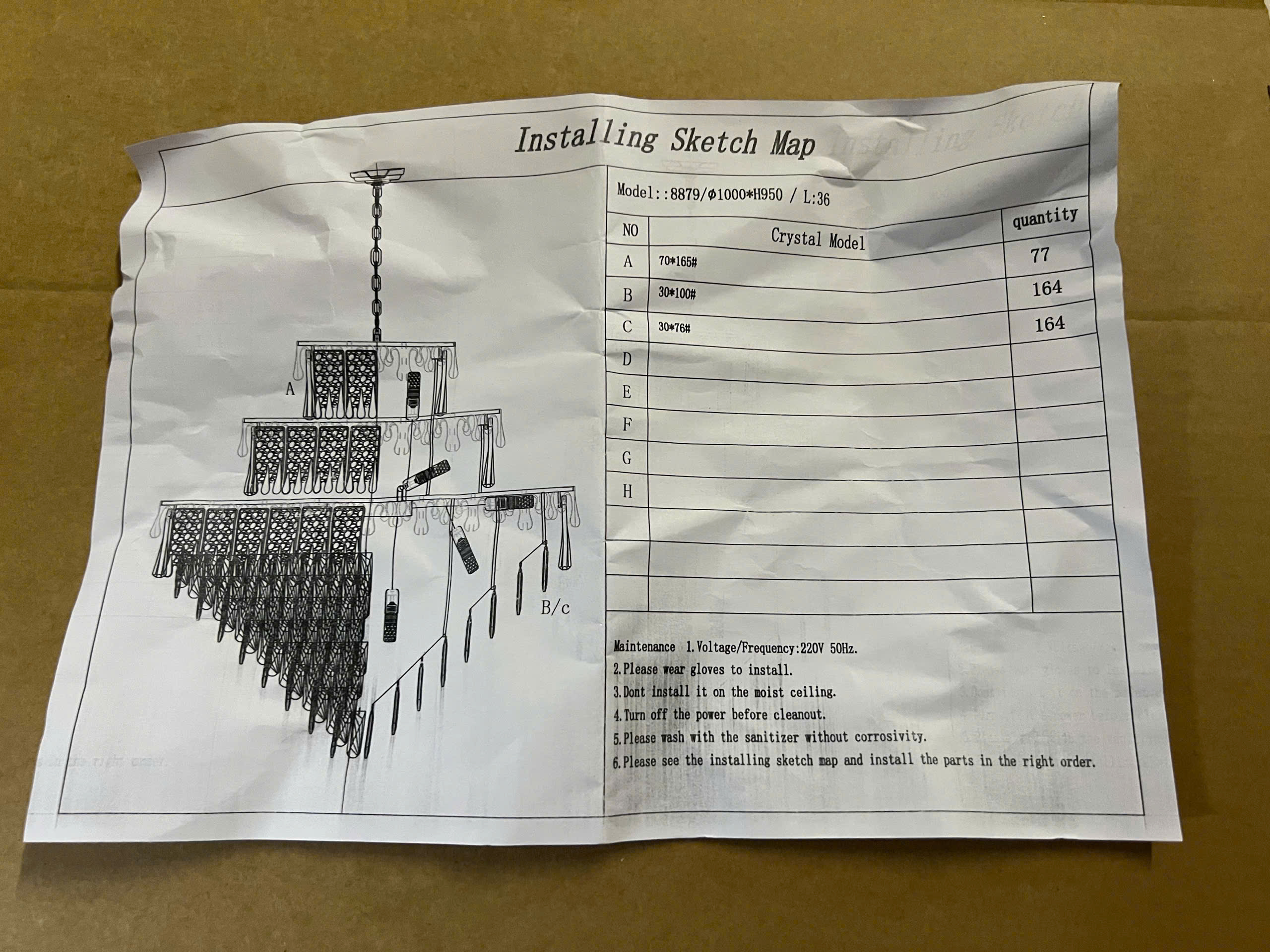 Hướng dẫn lắp đặt đèn pha lê TPL8879T1000