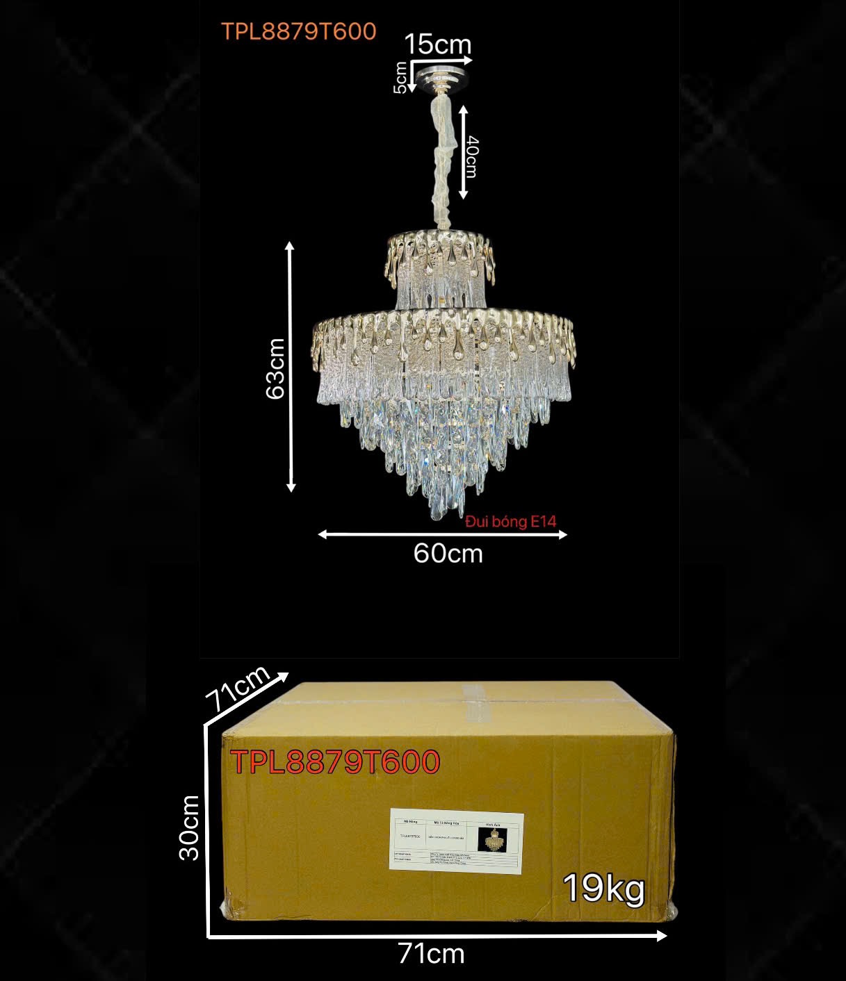 Kích thước đèn TPL8879T600