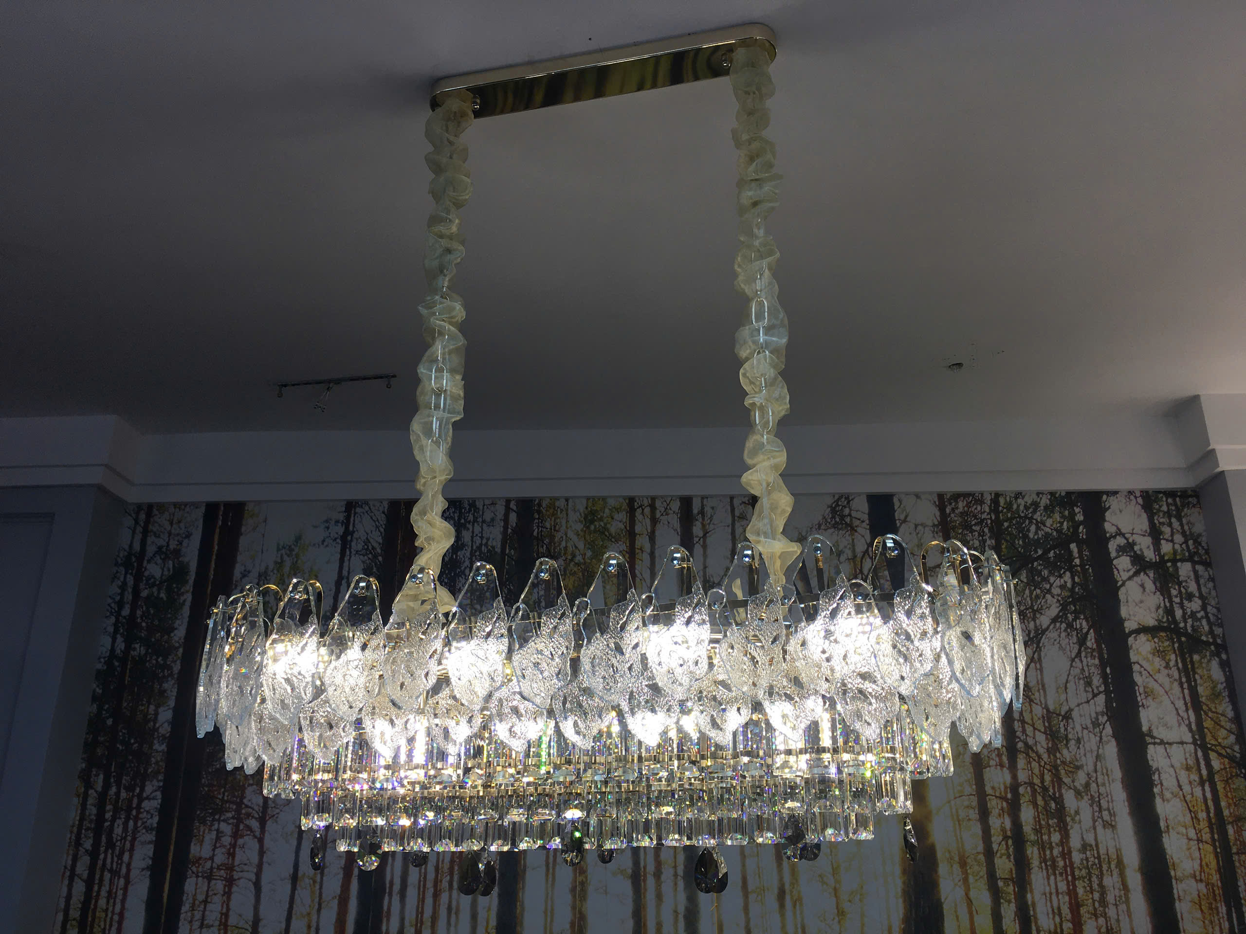 Đèn chùm pha lê trong dài 95cm TPL8883N950 ánh sáng trắng