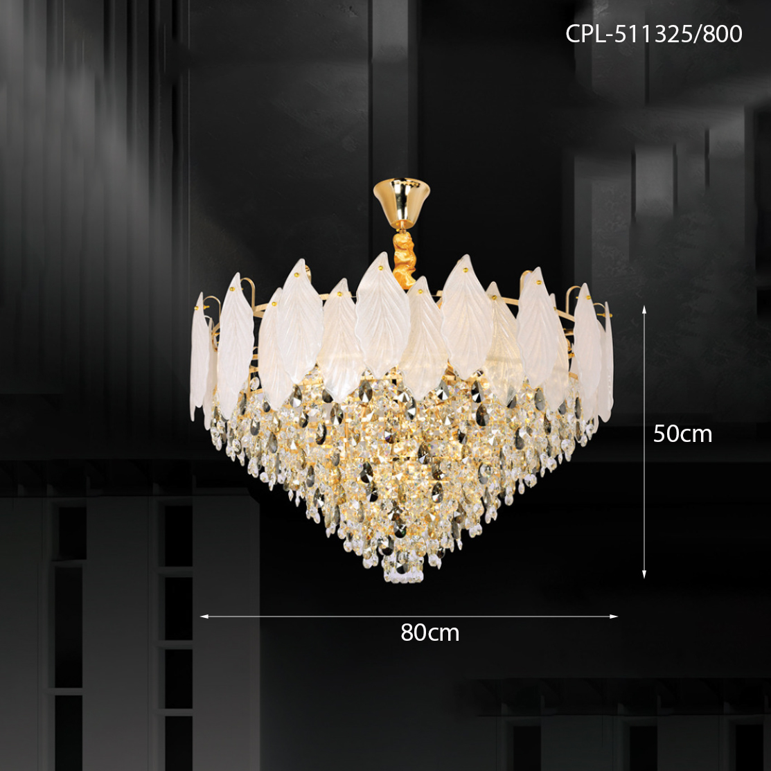 Đèn thả trần pha lê lá CPL-511325/800