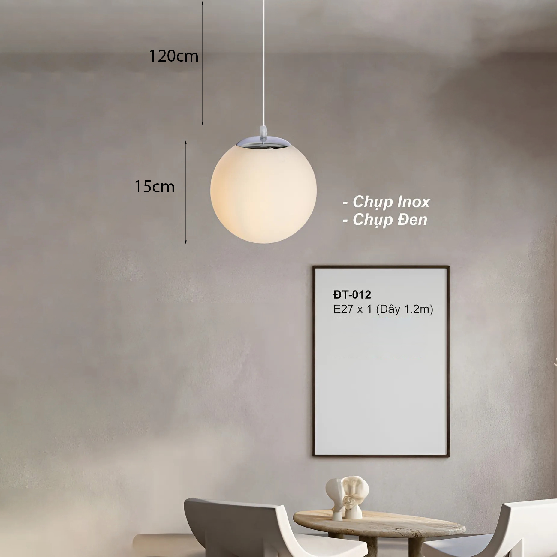 Đèn cầu trắng mờ DT-012/150