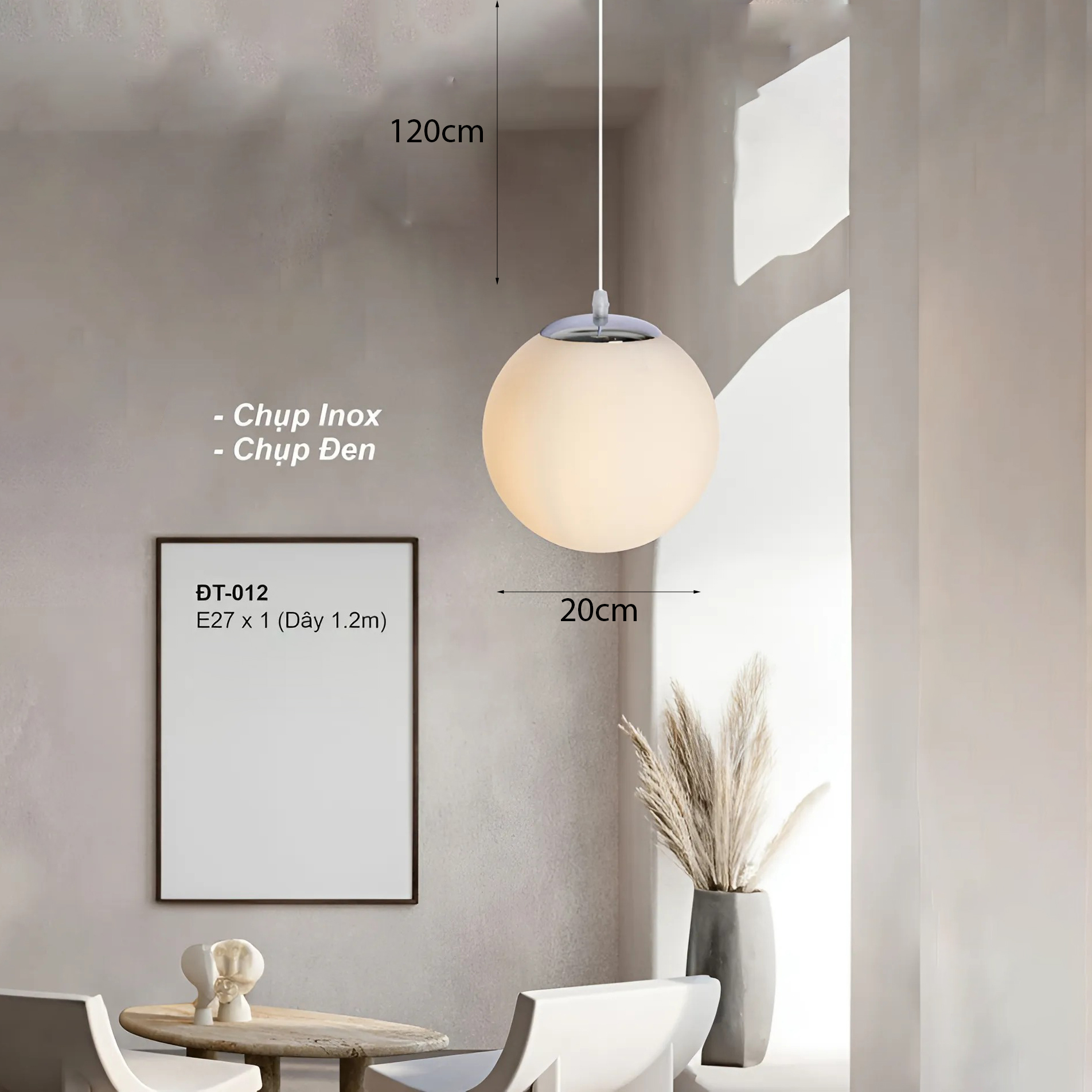 Đèn cầu trắng mờ DT-012/200