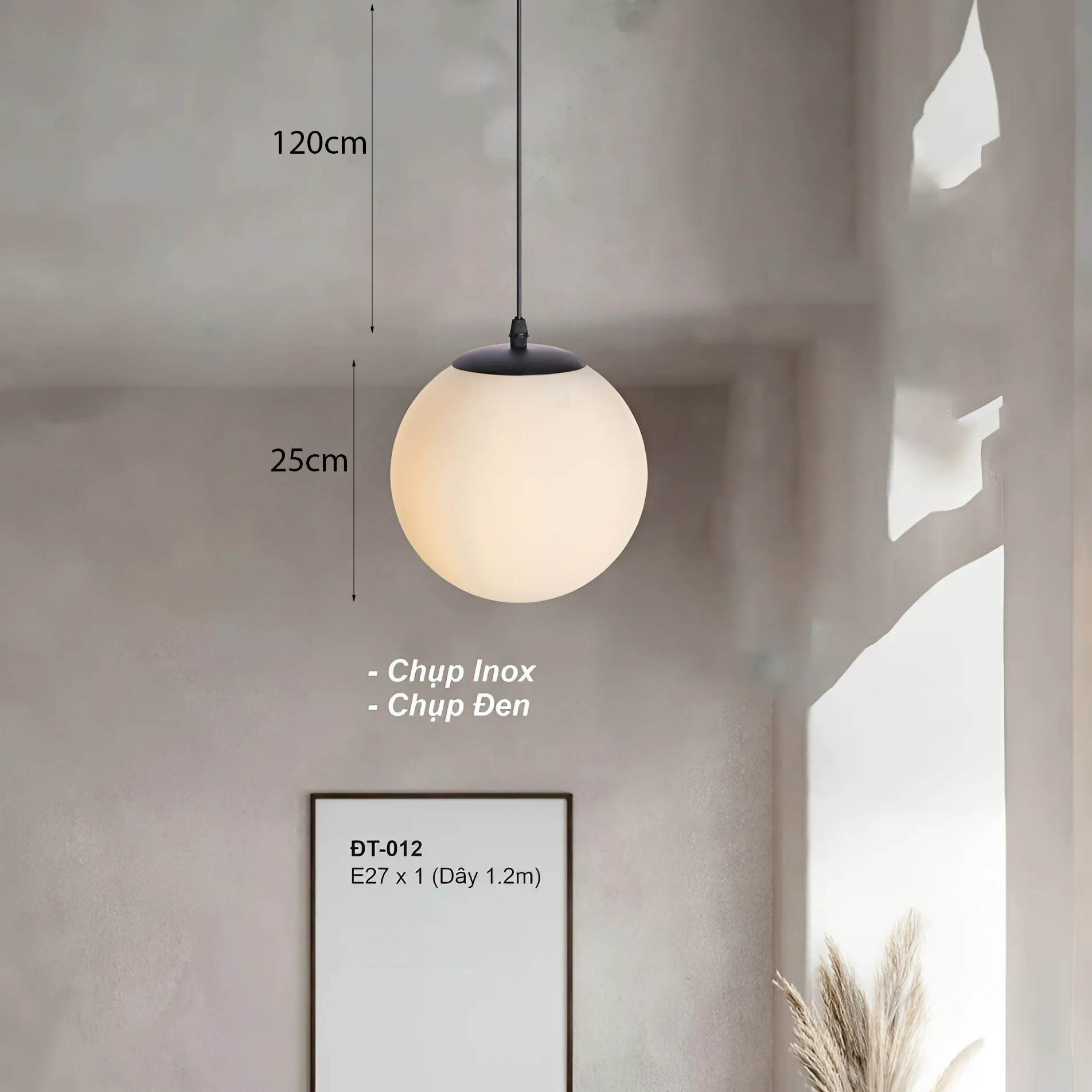 Đèn cầu trắng mờ DT-012/250