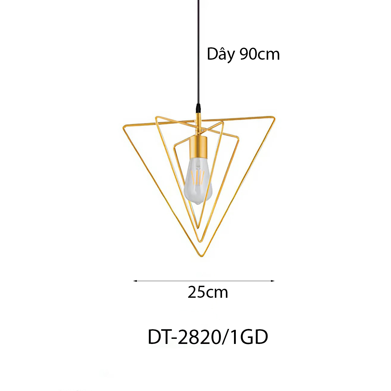 Đèn thả khung sắt Decor hình tam giác DT-2820/1GD