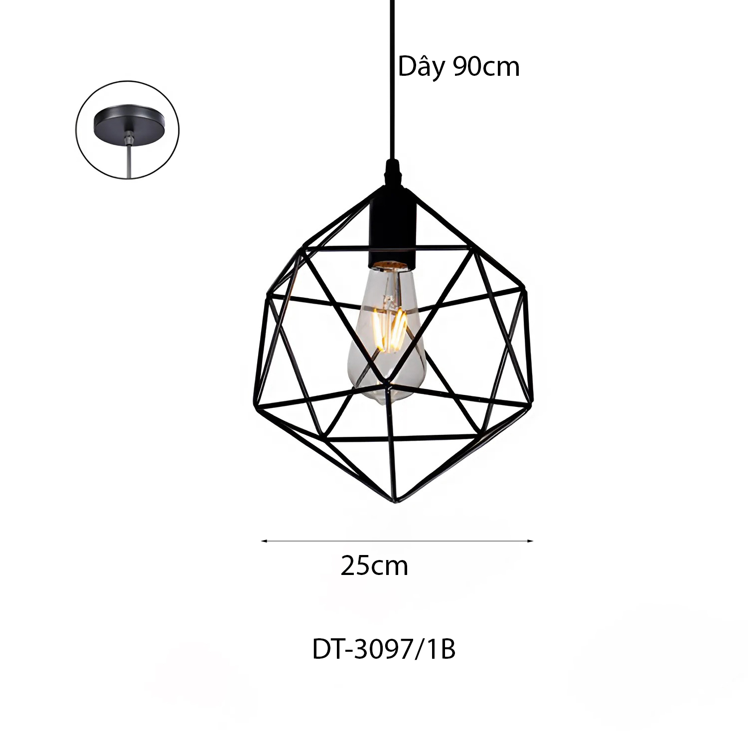 Đèn thả khung sắt Decor DT-3097/1B
