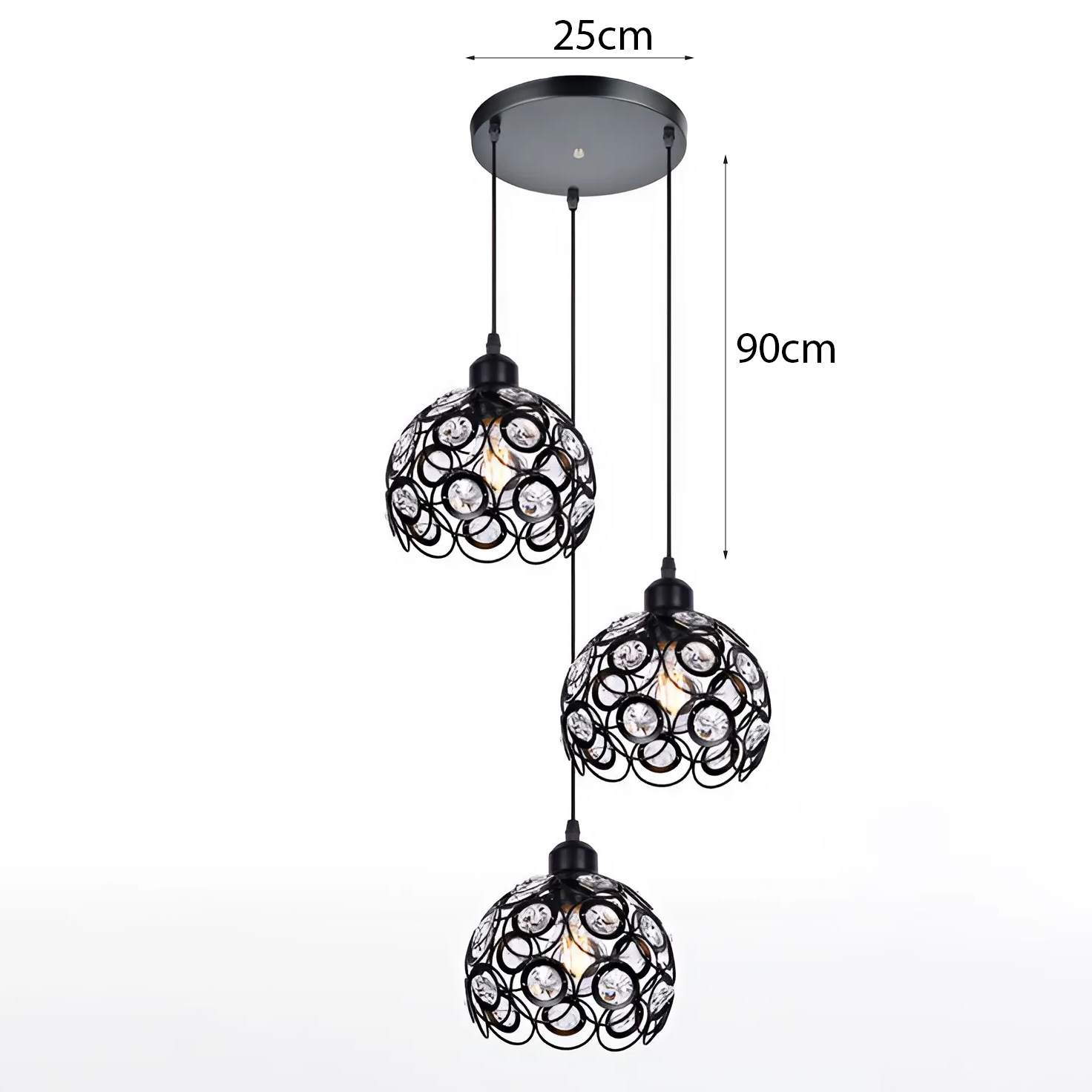 Đèn thả pha lê 3 bóng màu đen DT-8010/3BK