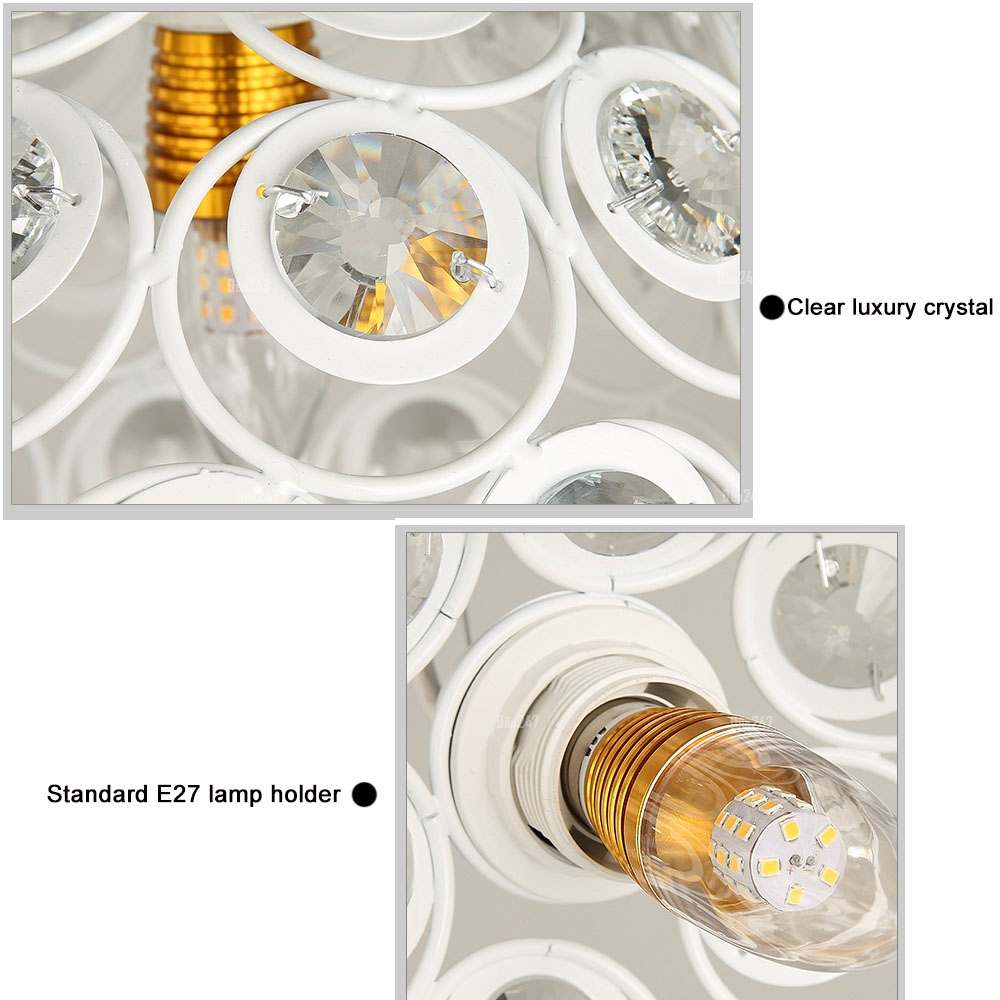 Đèn thả pha lê 3 bóng màu trắng DT-8010/3WH