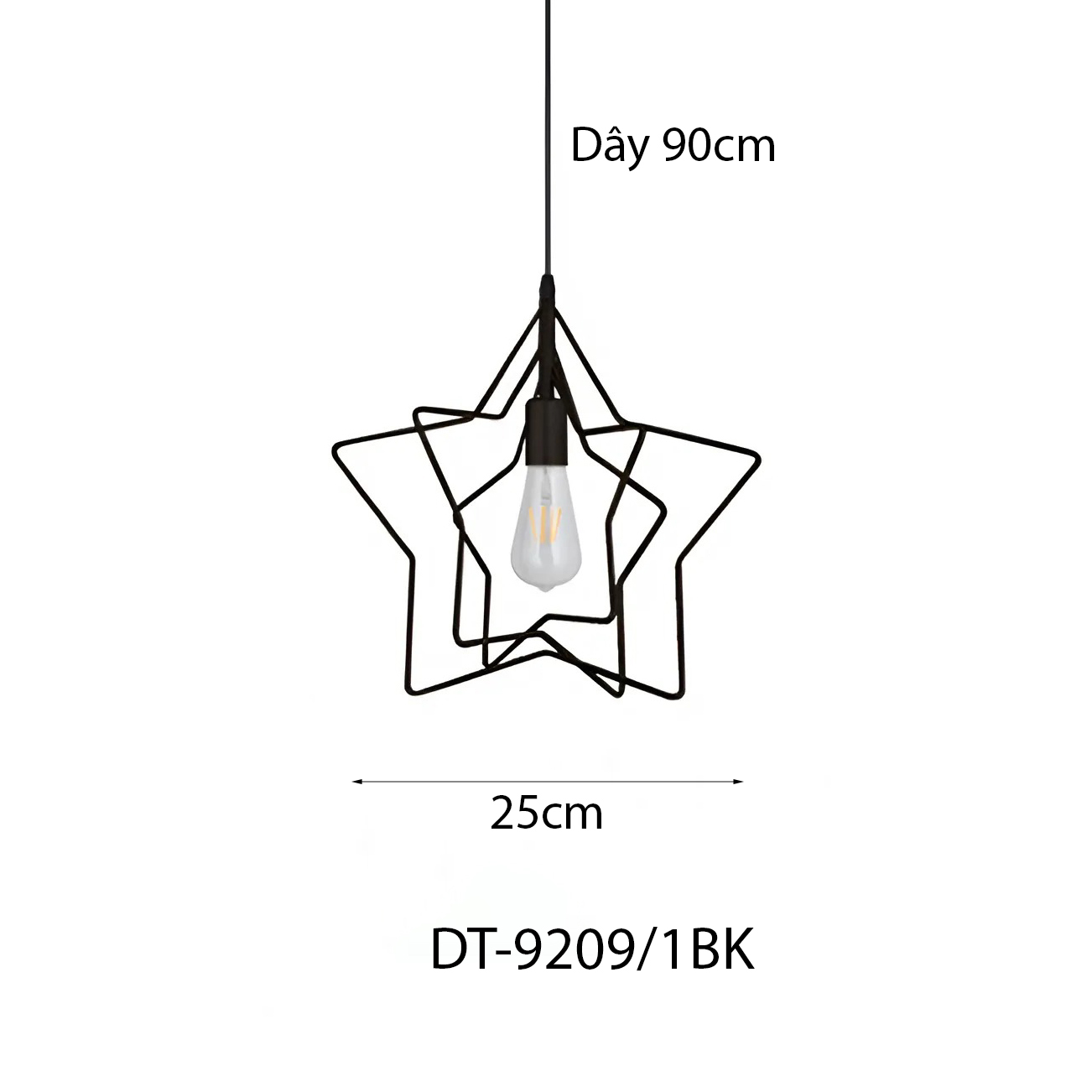 Đèn thả khung sắt Decor hình sao DT-9209/1BK