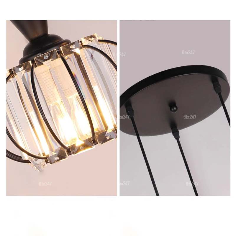 Đèn pha lê thả bàn dài màu đen DT-9377/3A-BK