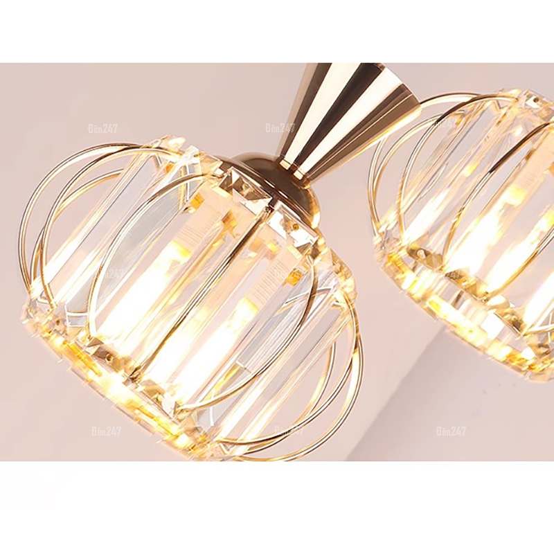 Đèn pha lê thả bàn dài màu vàng DT-9377/3A-GD