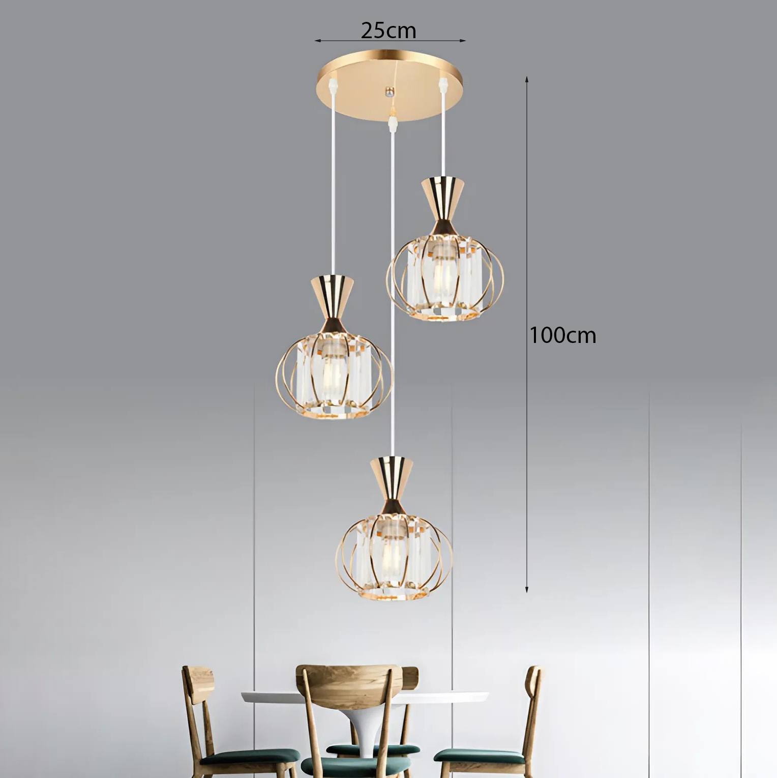 Đèn thả bàn ăn pha lê DT-9377/3B-GD