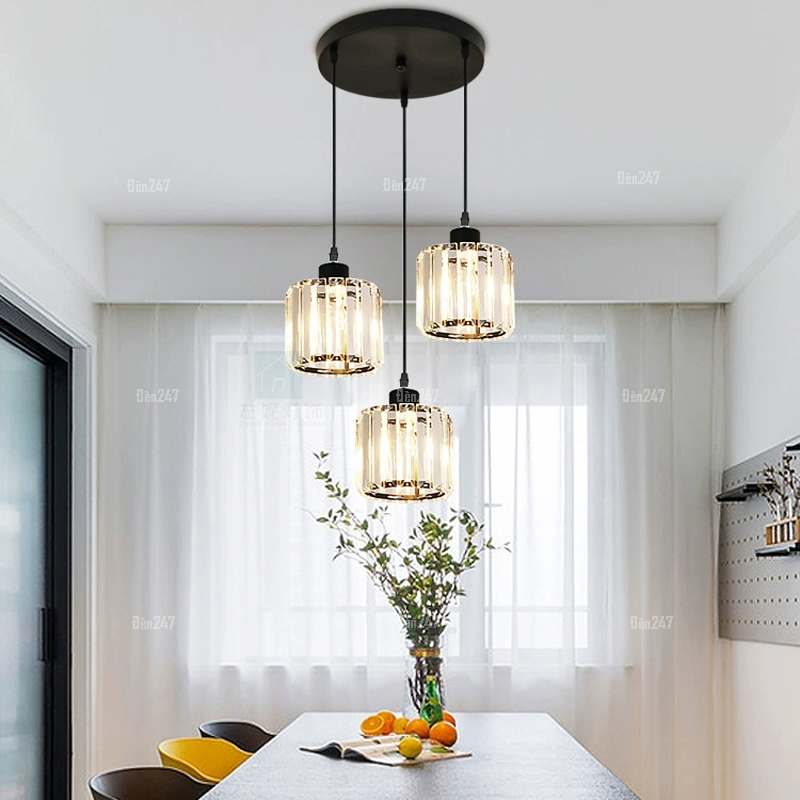 Đèn pha lê 3 bóng cho bàn tròn DT-9573/3B-BK