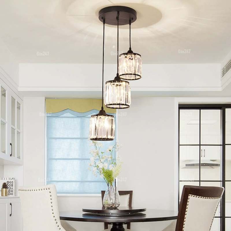 Đèn pha lê 3 bóng cho bàn tròn DT-9573/3B-BK