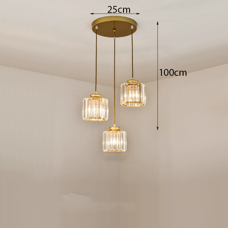 Đèn pha lê 3 bóng cho bàn tròn DT-9573/3B-GD