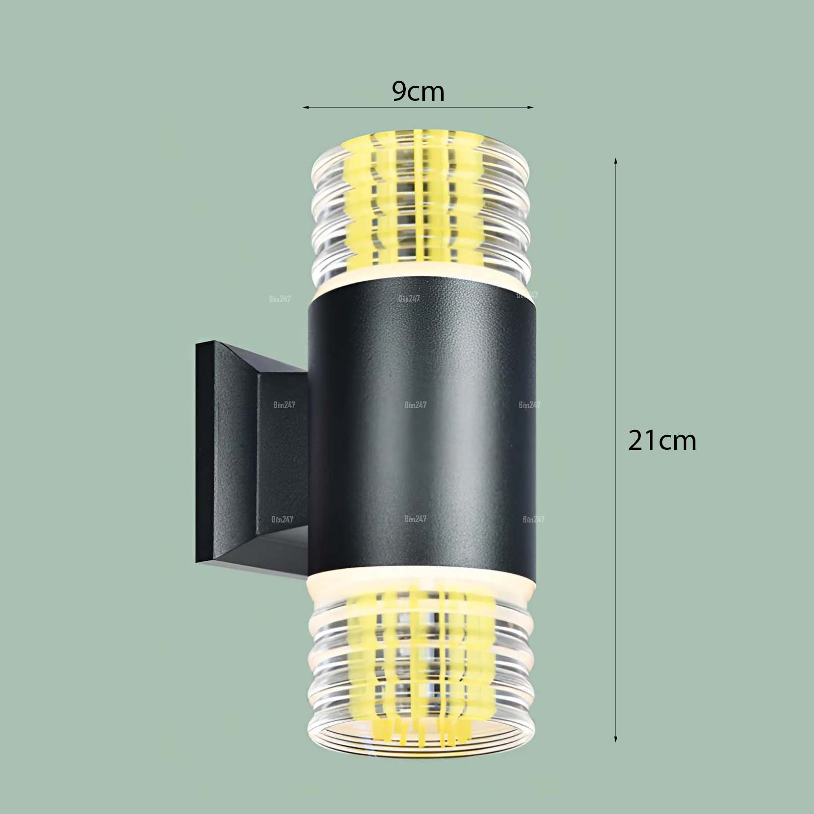 Đèn tường 2 đầu pha lê màu vàng NT-2360/2