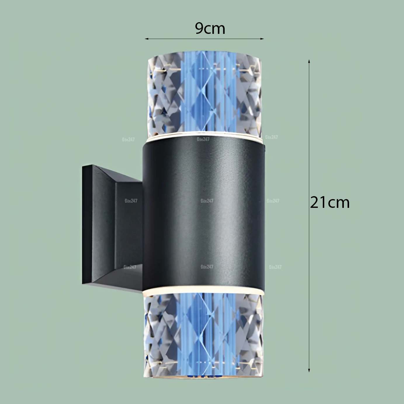 Đèn tường 2 đầu pha lê màu xanh NT-2361/2