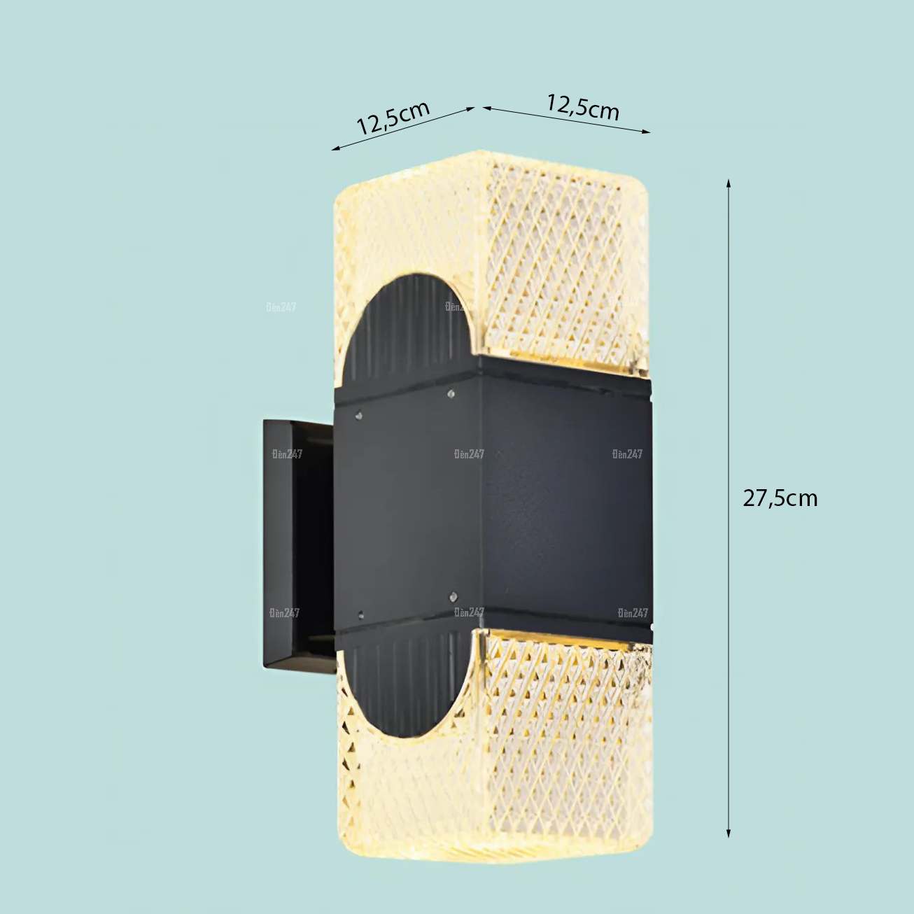 Đèn treo tường 2 đầu pha lê vuông khắc caro nhỏ NT-3096