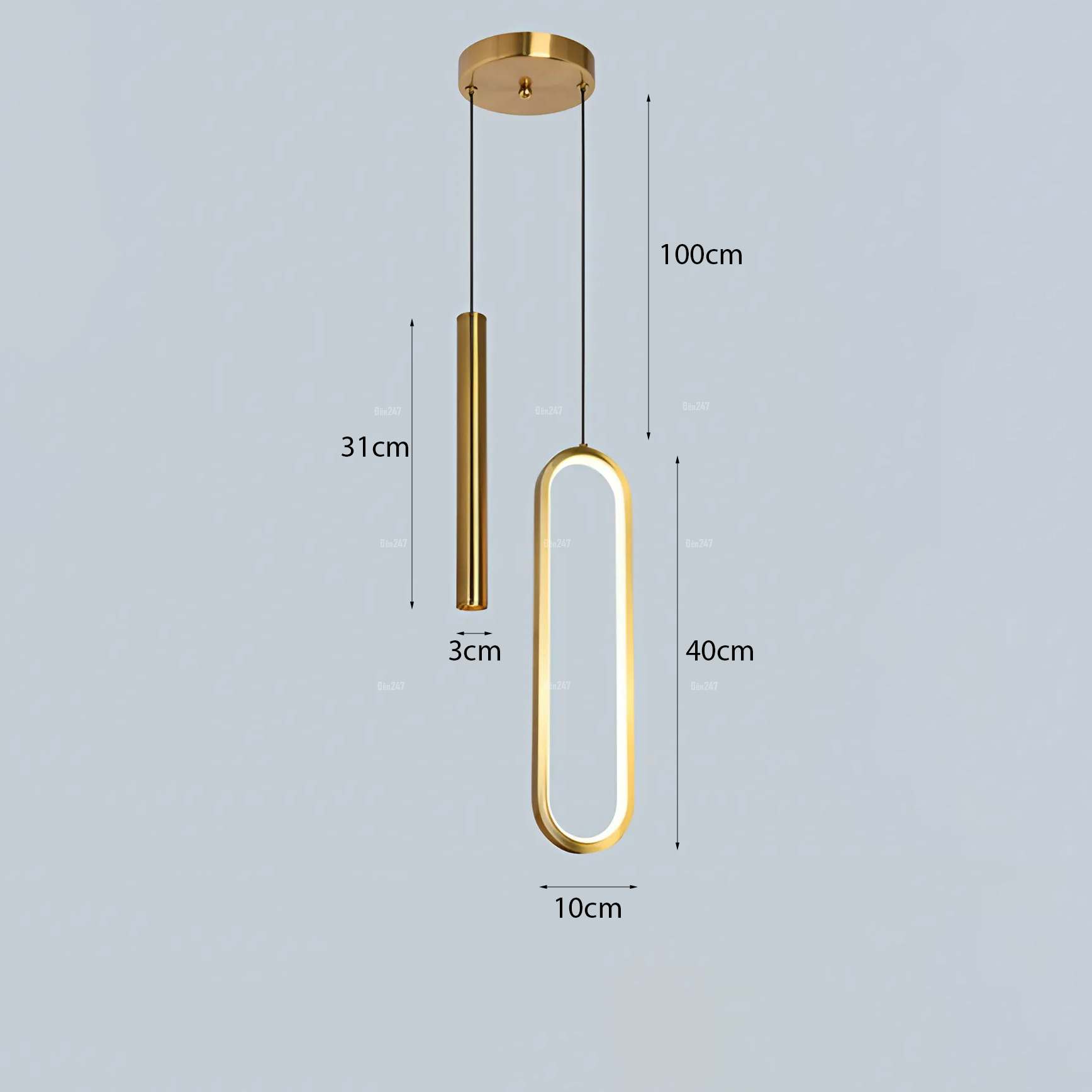 Đèn thả decor đầu giường màu vàng TL-6267/2GD