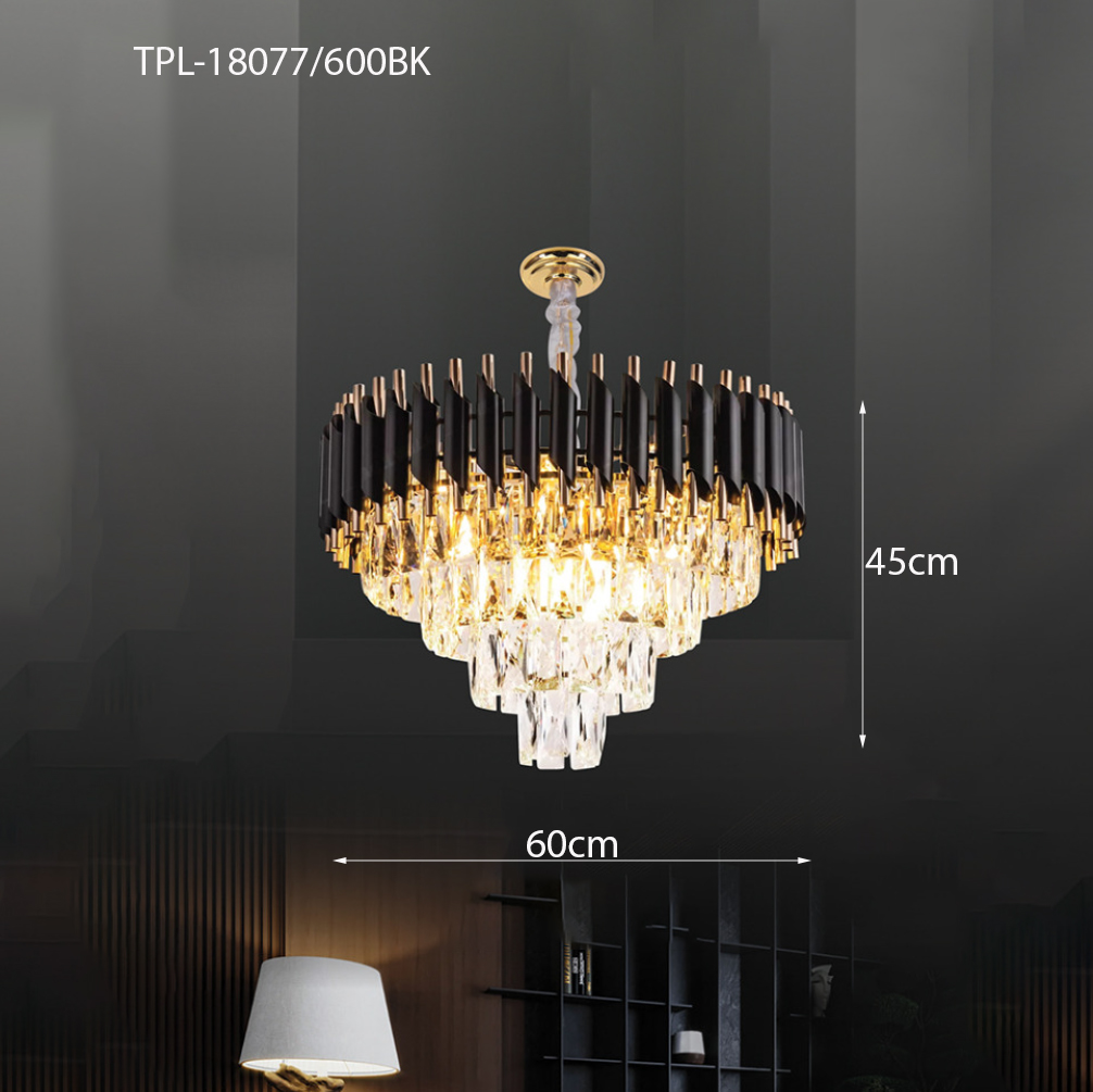 Đèn chùm pha lê thân đen TPL-18077/600BK