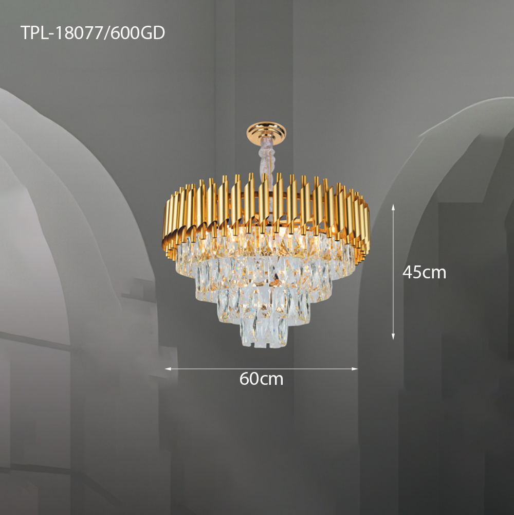 Đèn chùm pha lê thân vàng TPL-18077GD