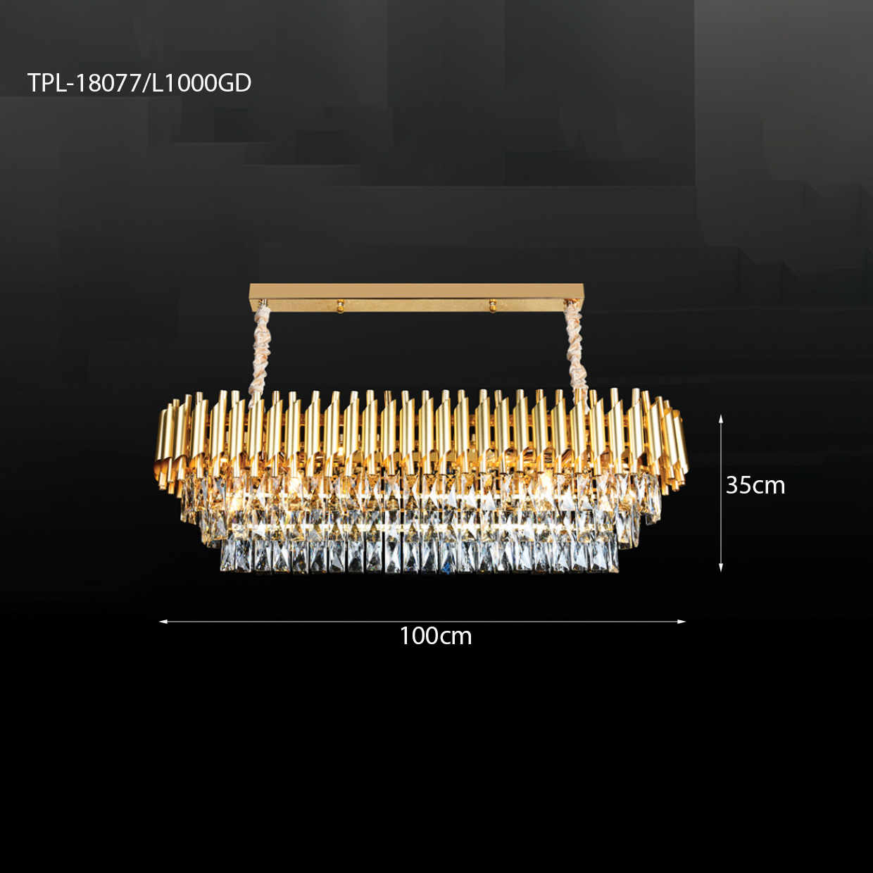 Đèn chùm pha lê thân vàng TPL-18077/L1000GD