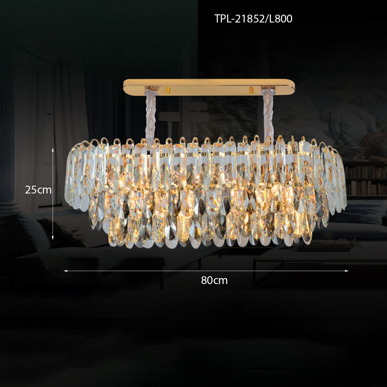 Đèn treo pha lê khói TPL-21852/L800