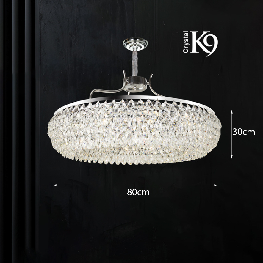 Đèn pha lê tròn thân màu chrome TPL-21857/800