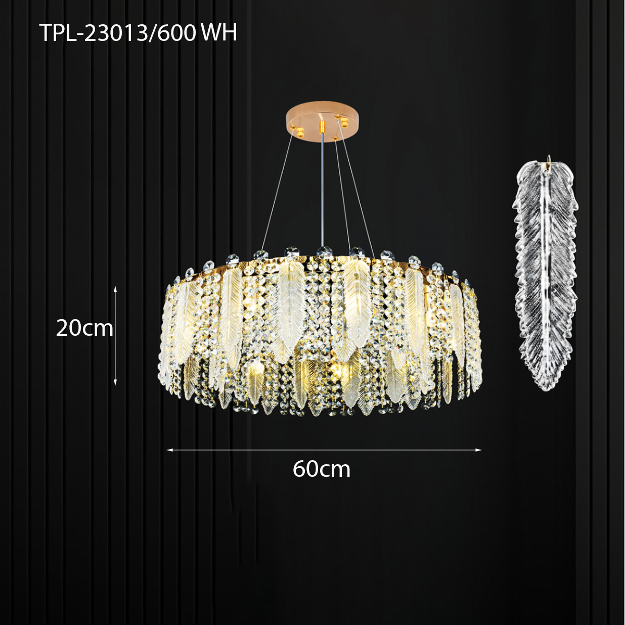 Đèn chùm pha lê lá TPL-23013/600WH