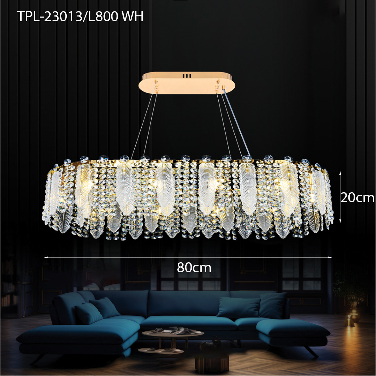 Đèn chùm pha lê lá TPL-23013/L800WH