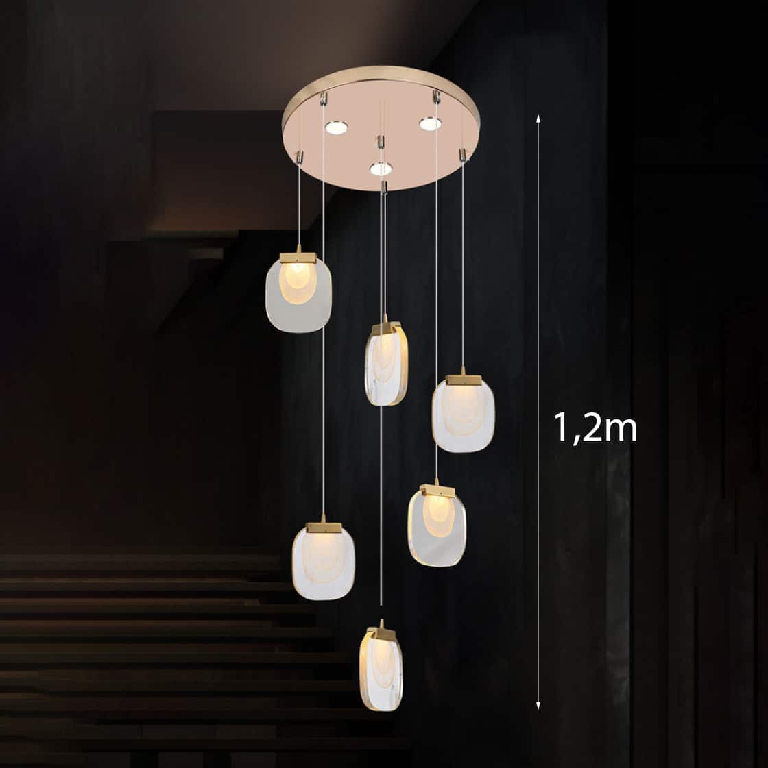 Đèn chùm cầu thang thông tầng 6 bóng TPL-5906/6