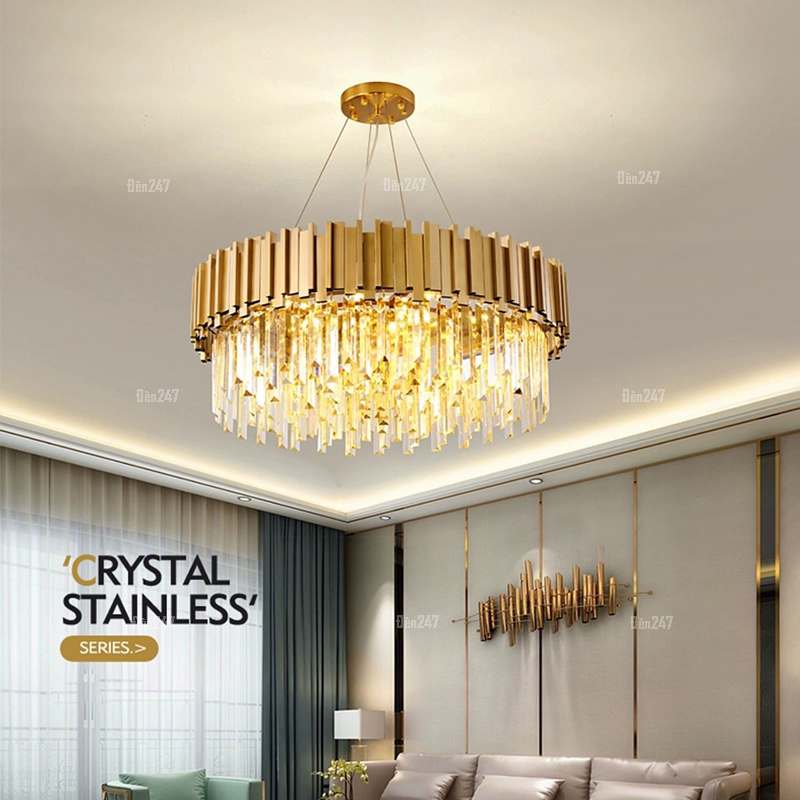 Đèn chùm pha lê thân vàng TPL-6815