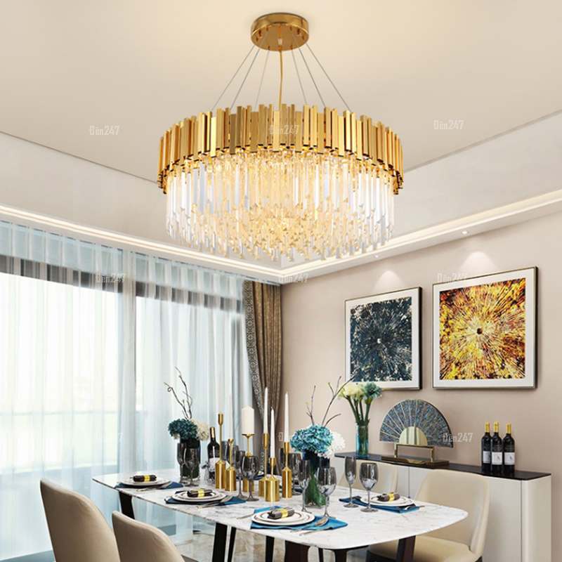Đèn chùm pha lê thân vàng TPL-6815
