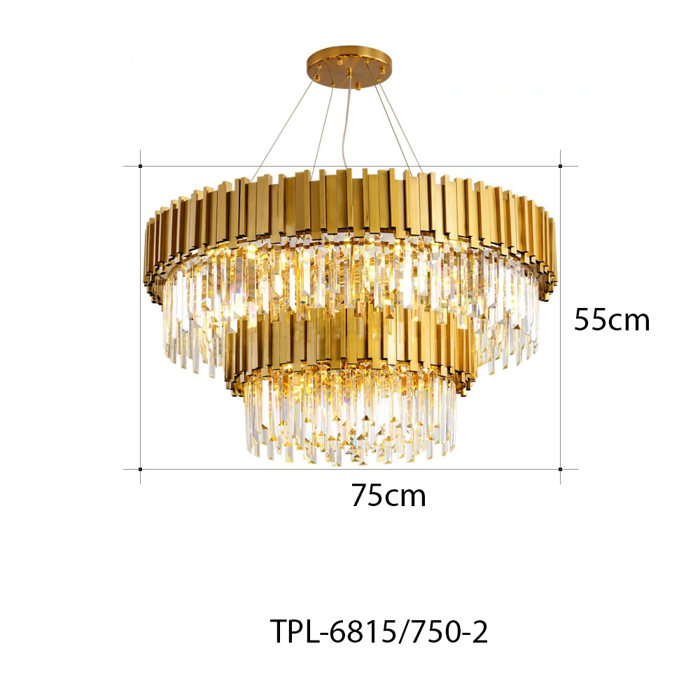 Đèn chùm pha lê thân vàng TPL-6815/750-2