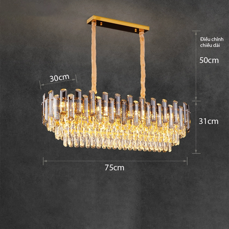 Đèn pha lê thanh lớn màu khói TPL-6922/L750