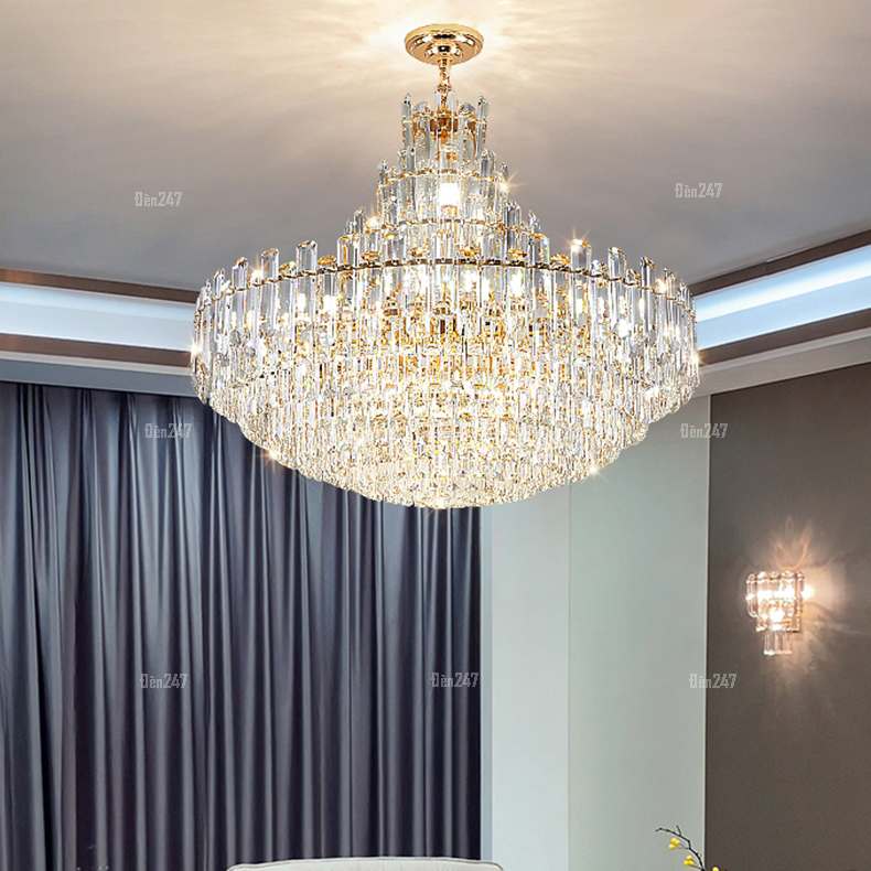 Đèn chùm pha lê trụ K9 màu trắng TPL-81021/600